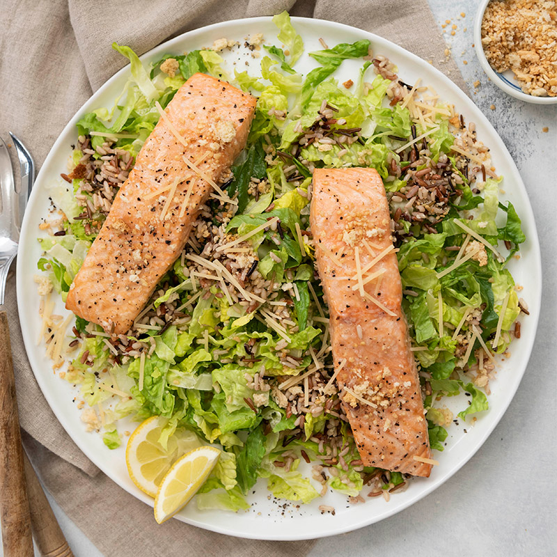 Grilled Salmon Caesar Chopped Kit with Wild Rice - GSF Fresh